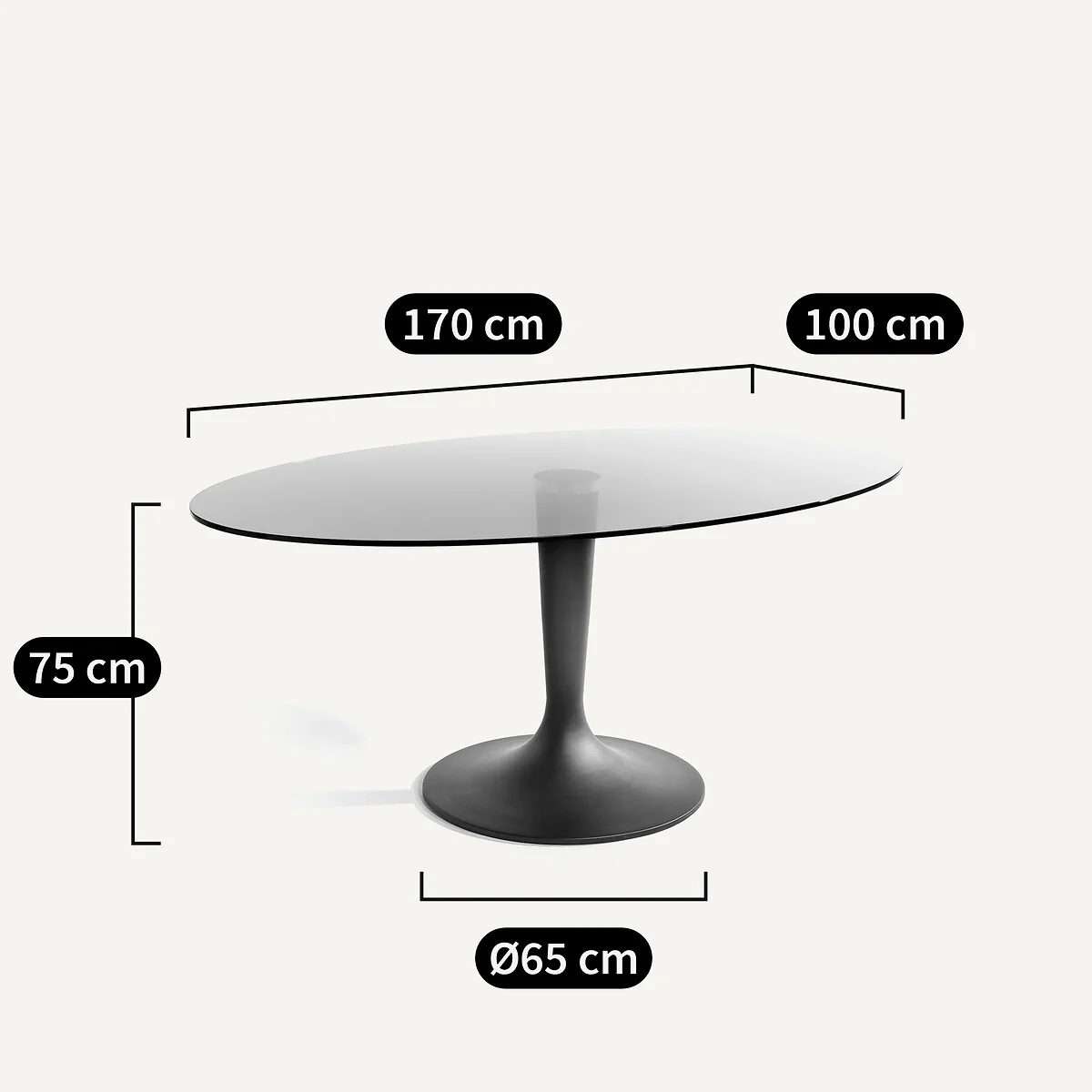 Seona Smoked Glass Oval Dining Table – image 3