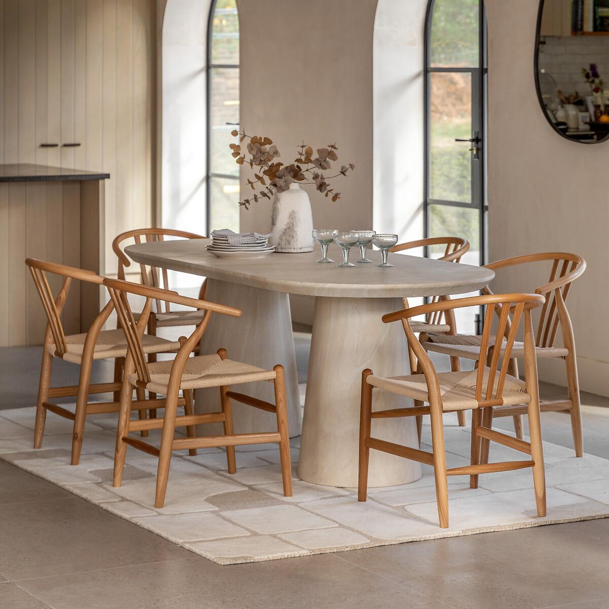 Pellan Oval Travertine Finish Dining Table (Seats 6) – image 1