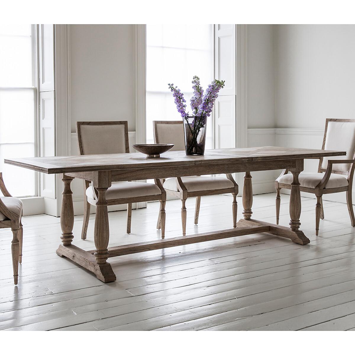 Nashik Ash Wood Parquet Extendable Trestle Dining Table (Seats 6-8) – image 2