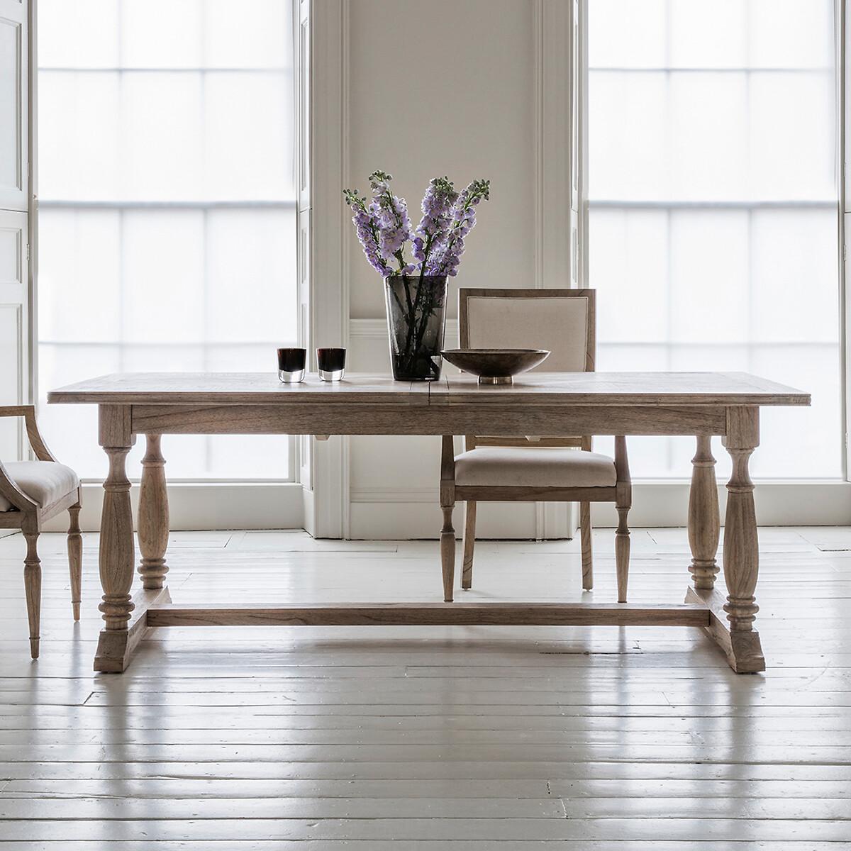 Nashik Ash Wood Parquet Extendable Trestle Dining Table (Seats 6-8) – image 1