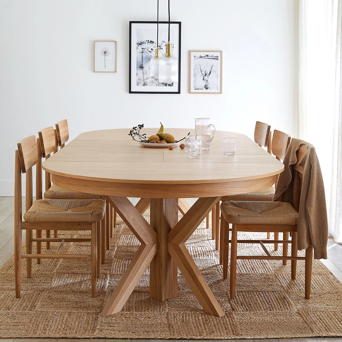 Gosling 6-12 Seater Round Extending Dining Table in Oak and Veneer – image 2