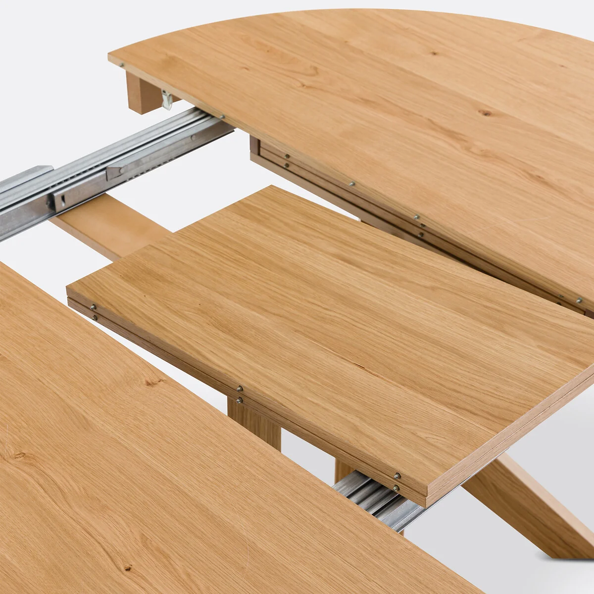 Gosling 6-12 Seater Round Extending Dining Table in Oak and Veneer – image 8