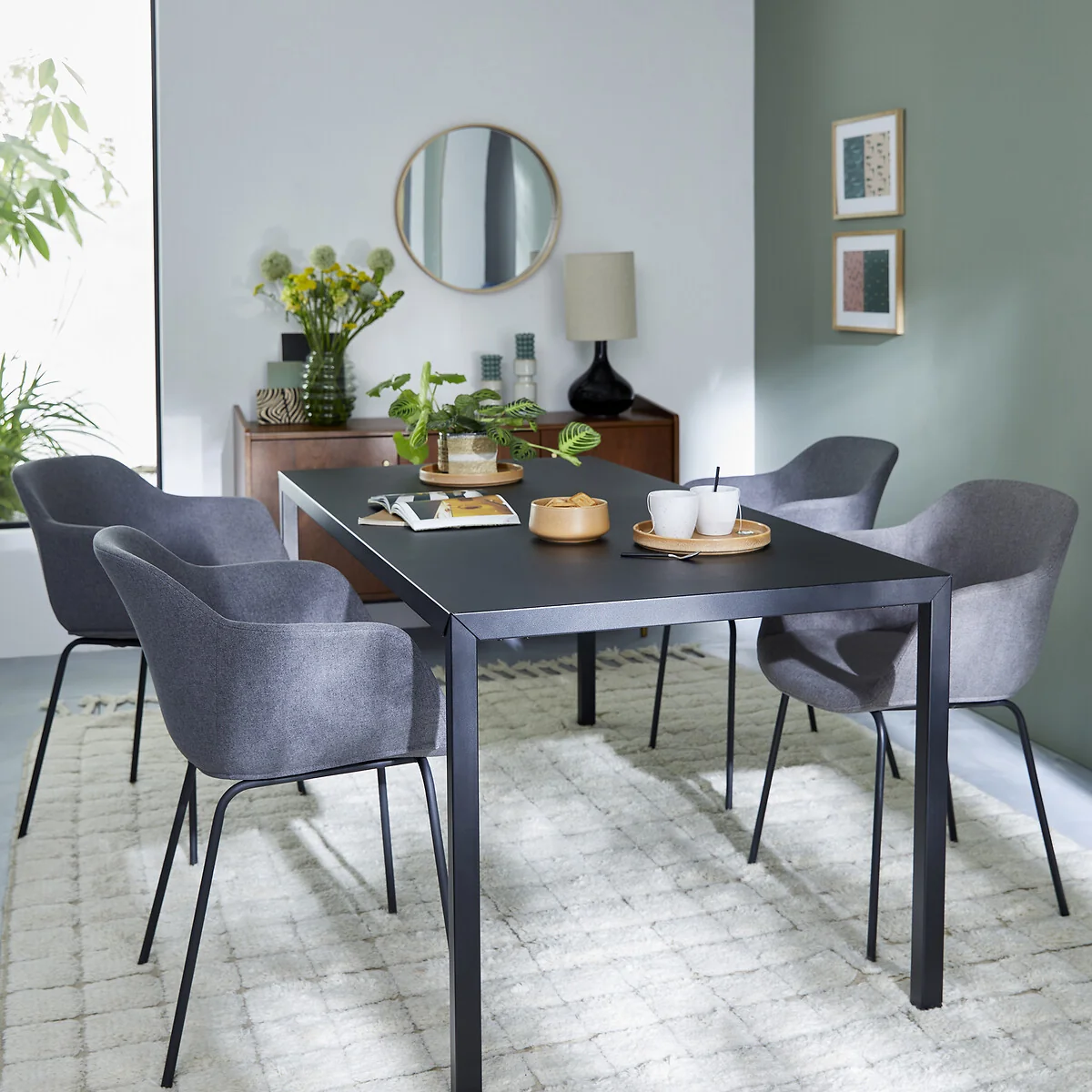 Hiba 6 Seater Dining Table in Black Steel – image 2
