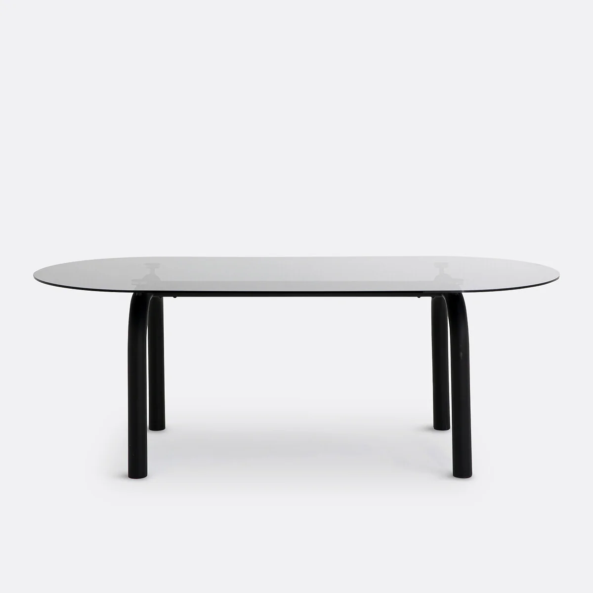 Polly 6-8 Seater Oval Dining Table in Smoked Glass and Steel – image 3