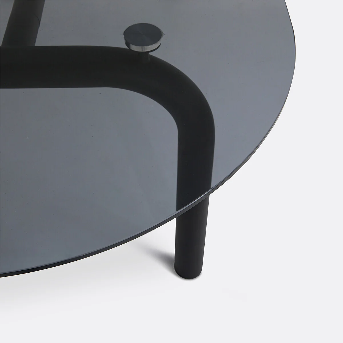 Polly 6-8 Seater Oval Dining Table in Smoked Glass and Steel – image 5
