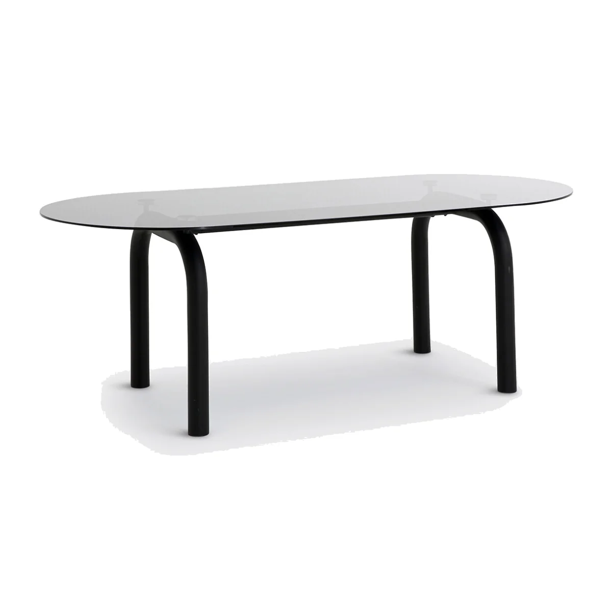 Polly 6-8 Seater Oval Dining Table in Smoked Glass and Steel – image 1