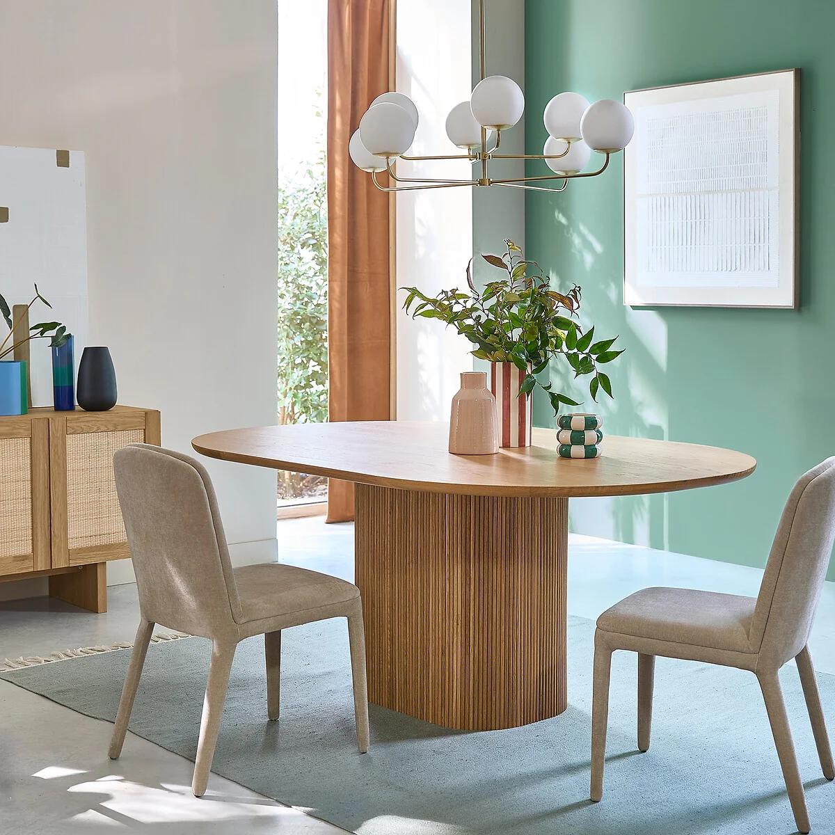 Tamula 6-8 Seater Oval Dining Table in Oak Veneer – image 2