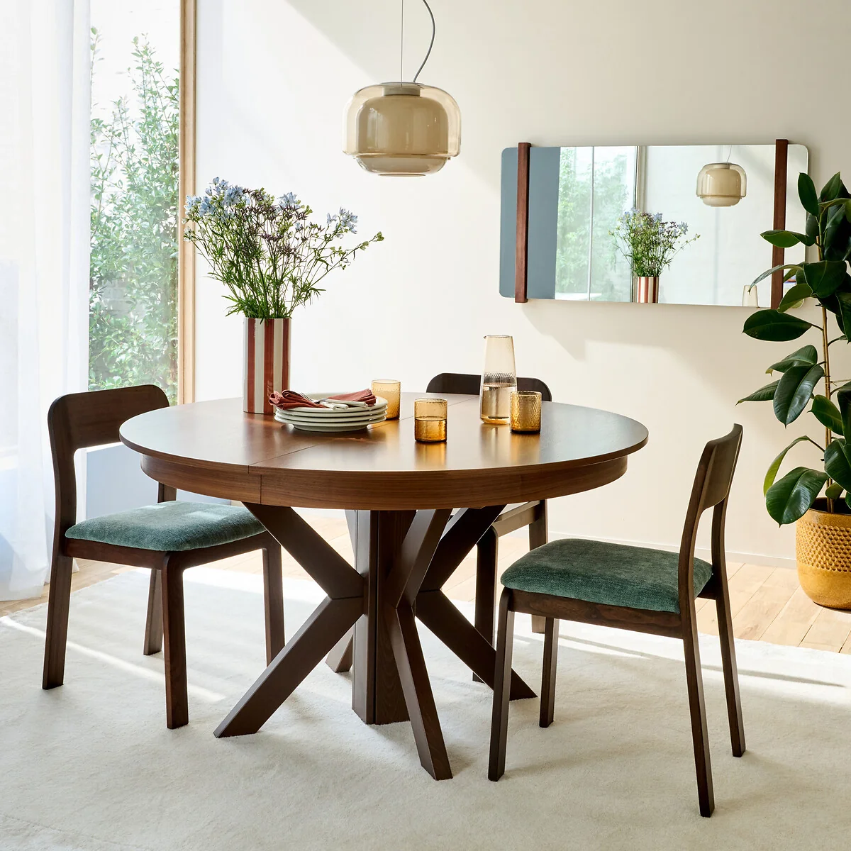 Gosling 6-12 Seater Dining Table in Walnut Veneer and Stained Beech – image 2
