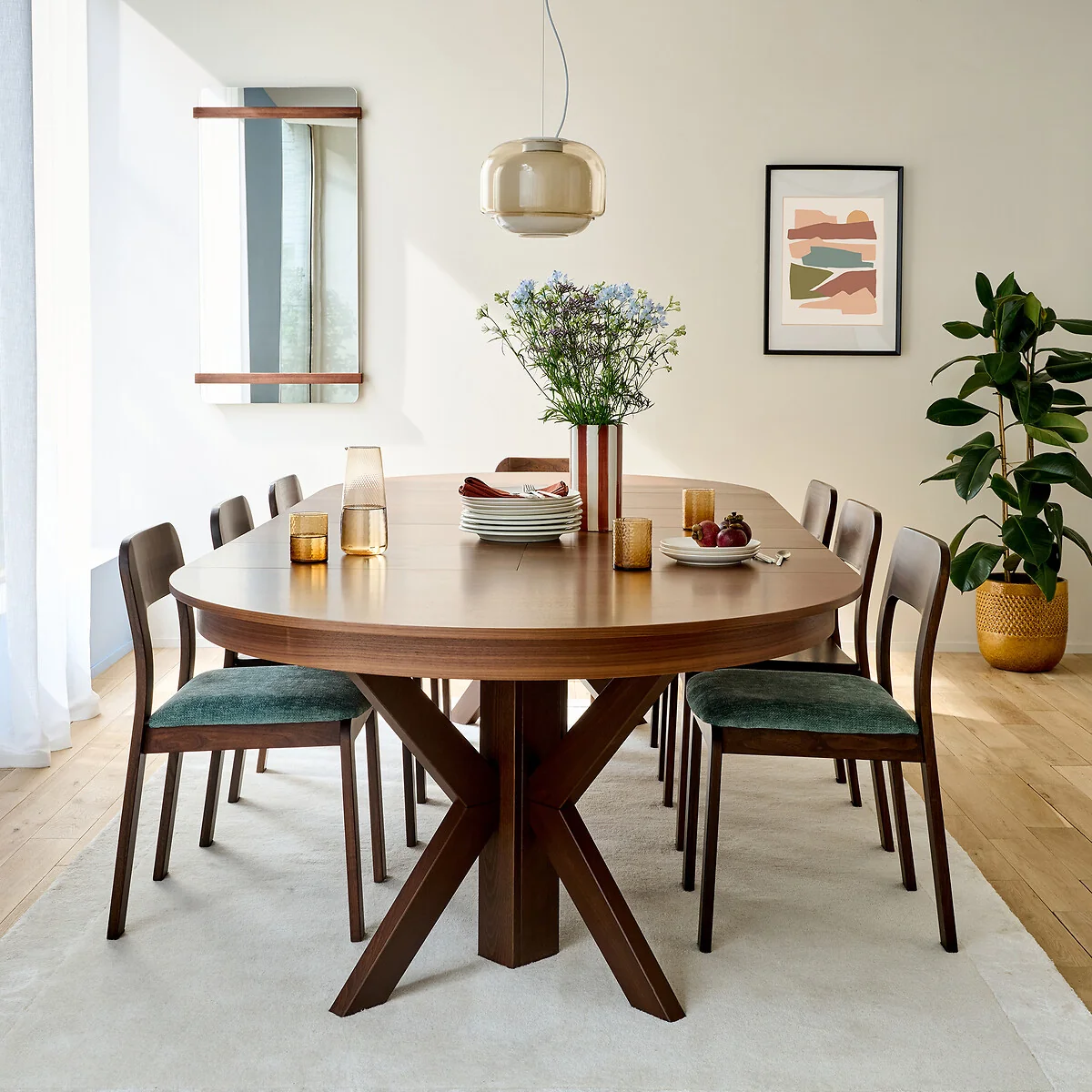 Gosling 6-12 Seater Dining Table in Walnut Veneer and Stained Beech – image 3