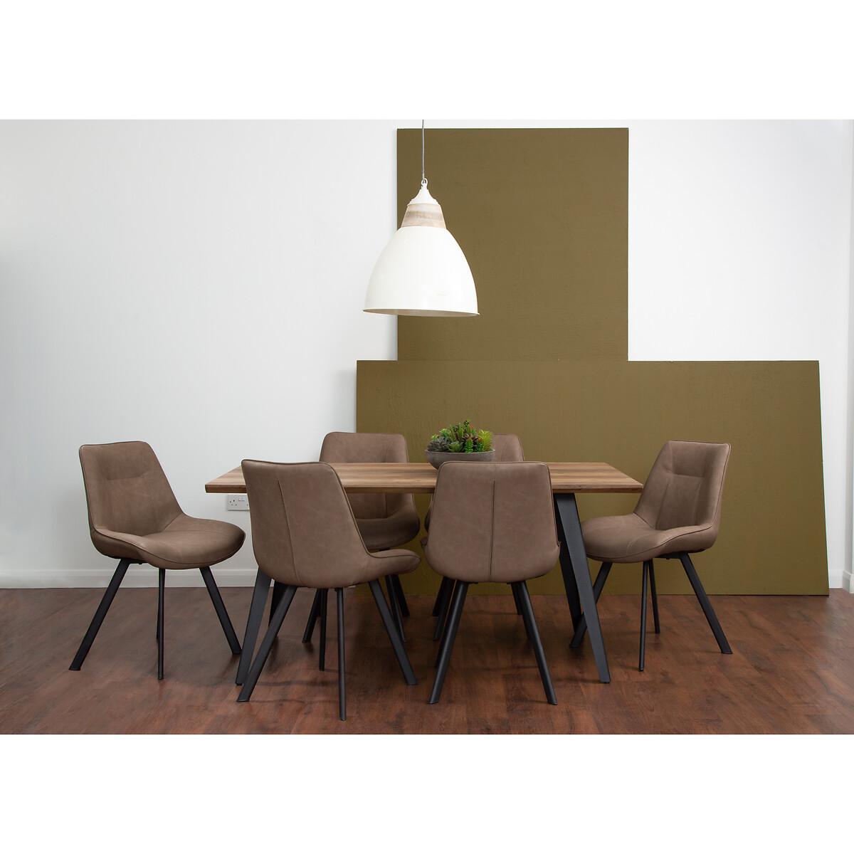 Rectangular Dining Table with 6 Faux Leather Chairs (Seats 6) – image 8