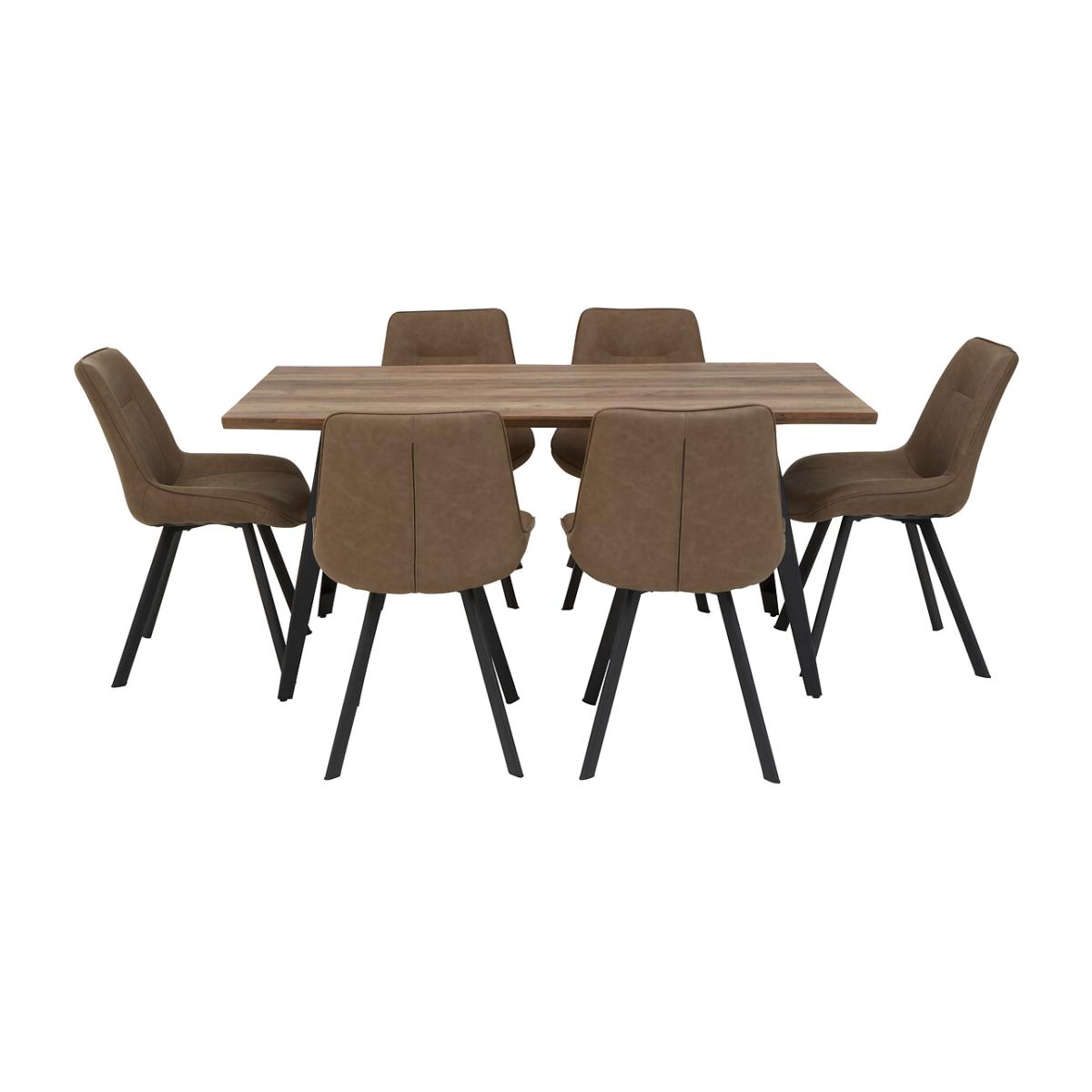Rectangular Dining Table with 6 Faux Leather Chairs (Seats 6) – image 1