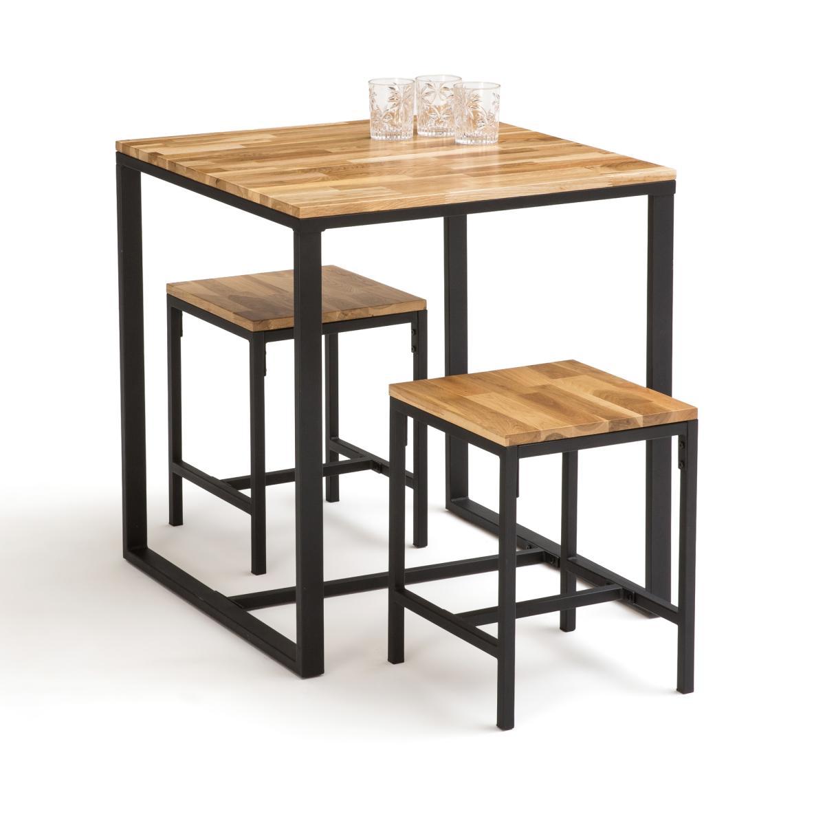 Hiba 2-Person Bistro Table in Oak and Steel – image 3