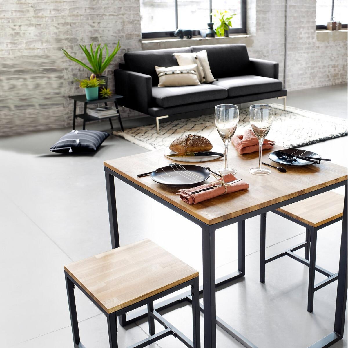 Hiba 2-Person Bistro Table in Oak and Steel – image 5
