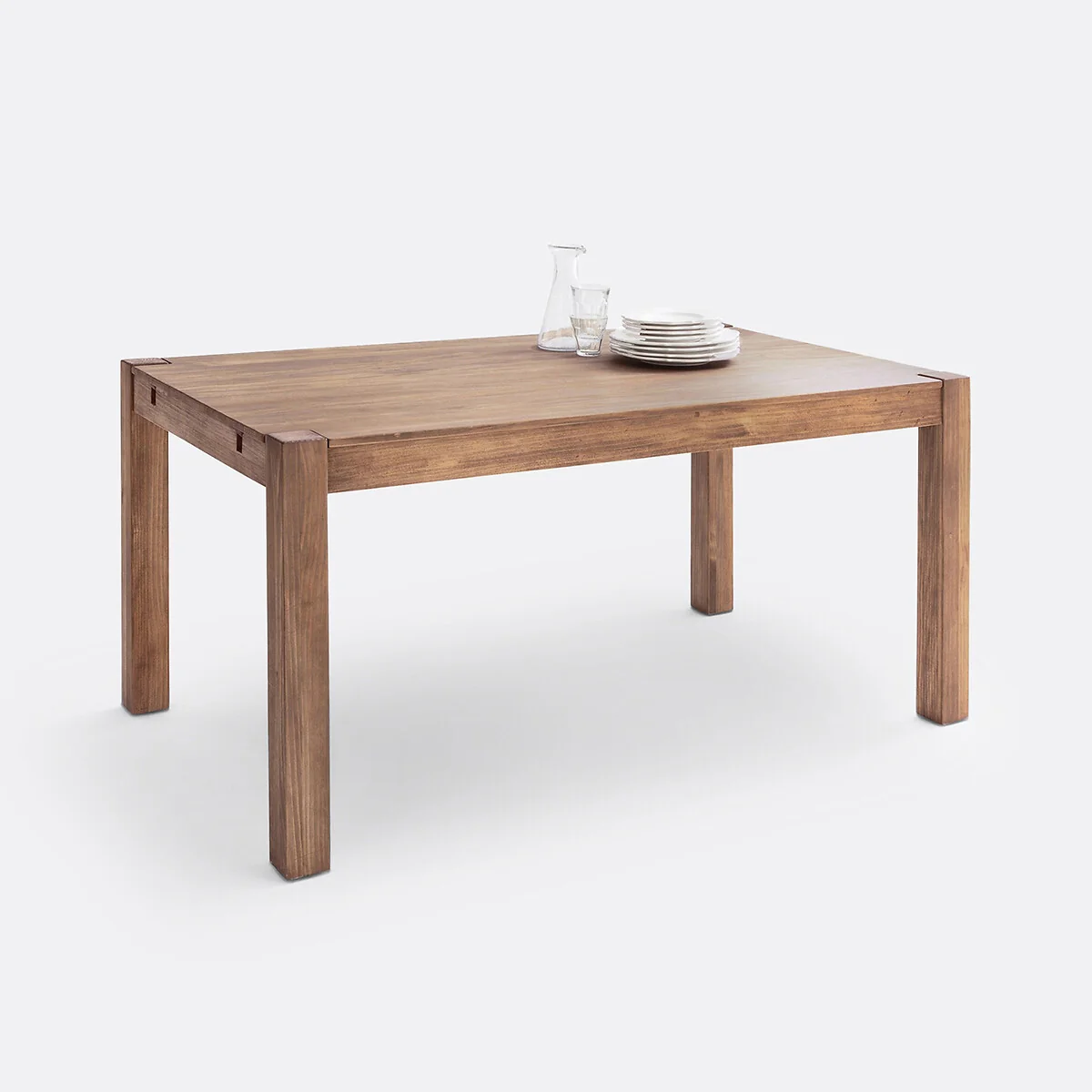Lunja 6-8 Seater Extending Dining Table in Teak-Stained Pine and Veneer – image 4
