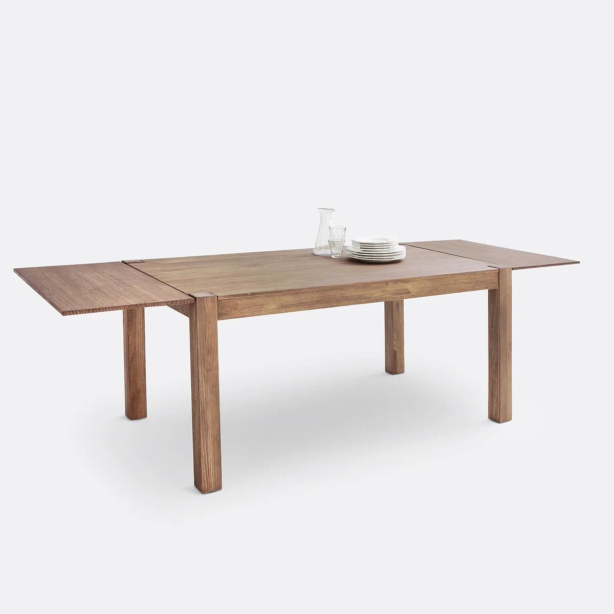 Lunja 6-8 Seater Extending Dining Table in Teak-Stained Pine and Veneer – image 5