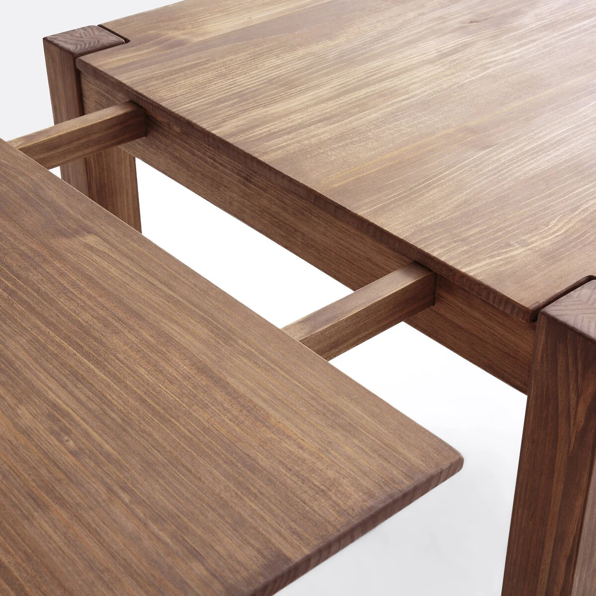 Lunja 6-8 Seater Extending Dining Table in Teak-Stained Pine and Veneer – image 7