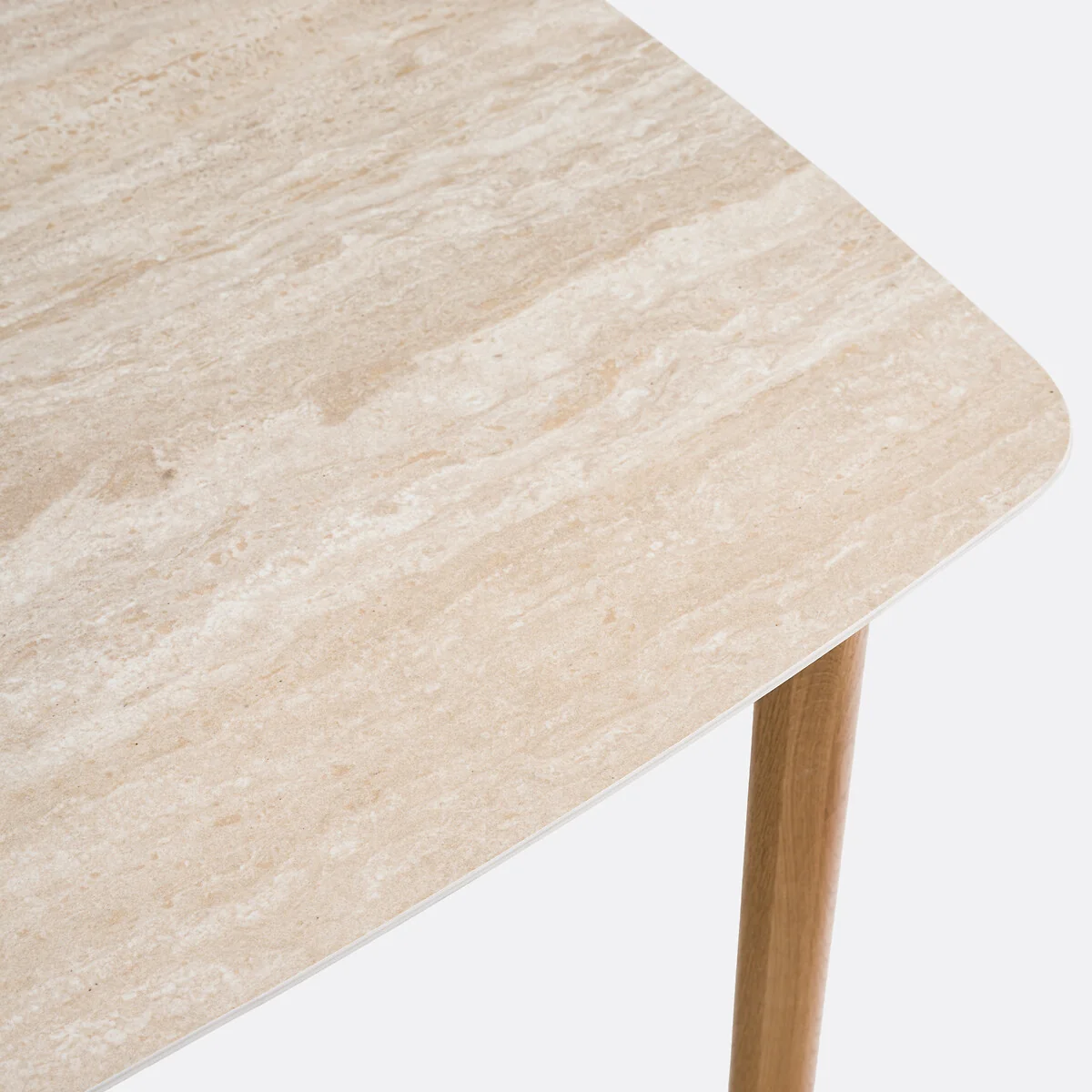 Saraune 4-Seater Dining Table in Travertine-Look Ceramic and Oak – image 4