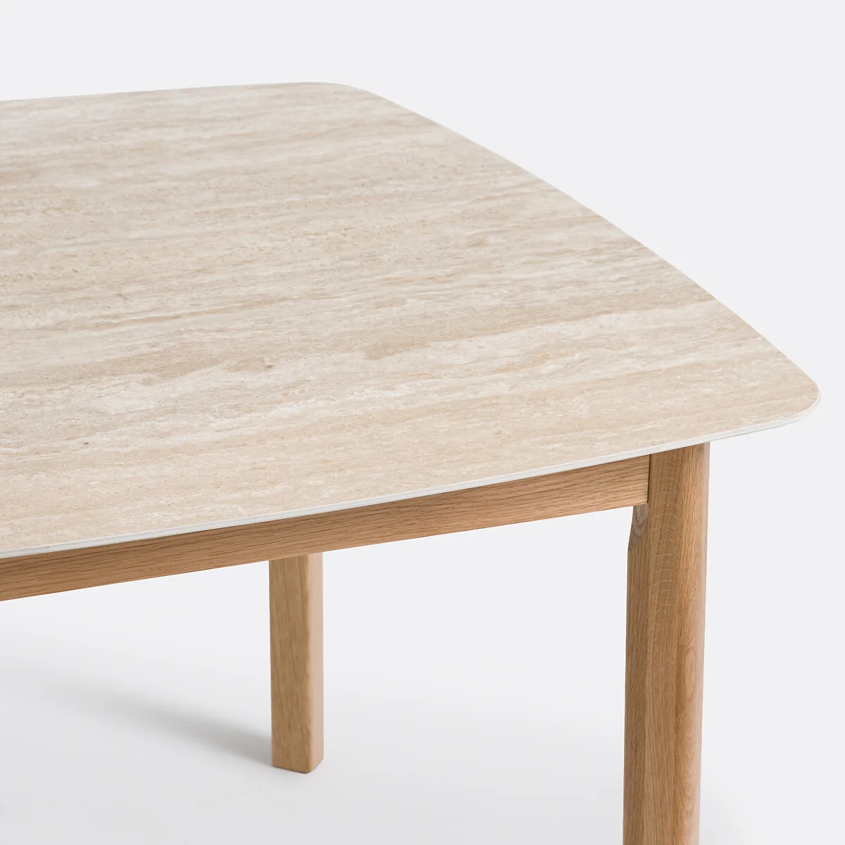 Saraune 4-Seater Dining Table in Travertine-Look Ceramic and Oak – image 5