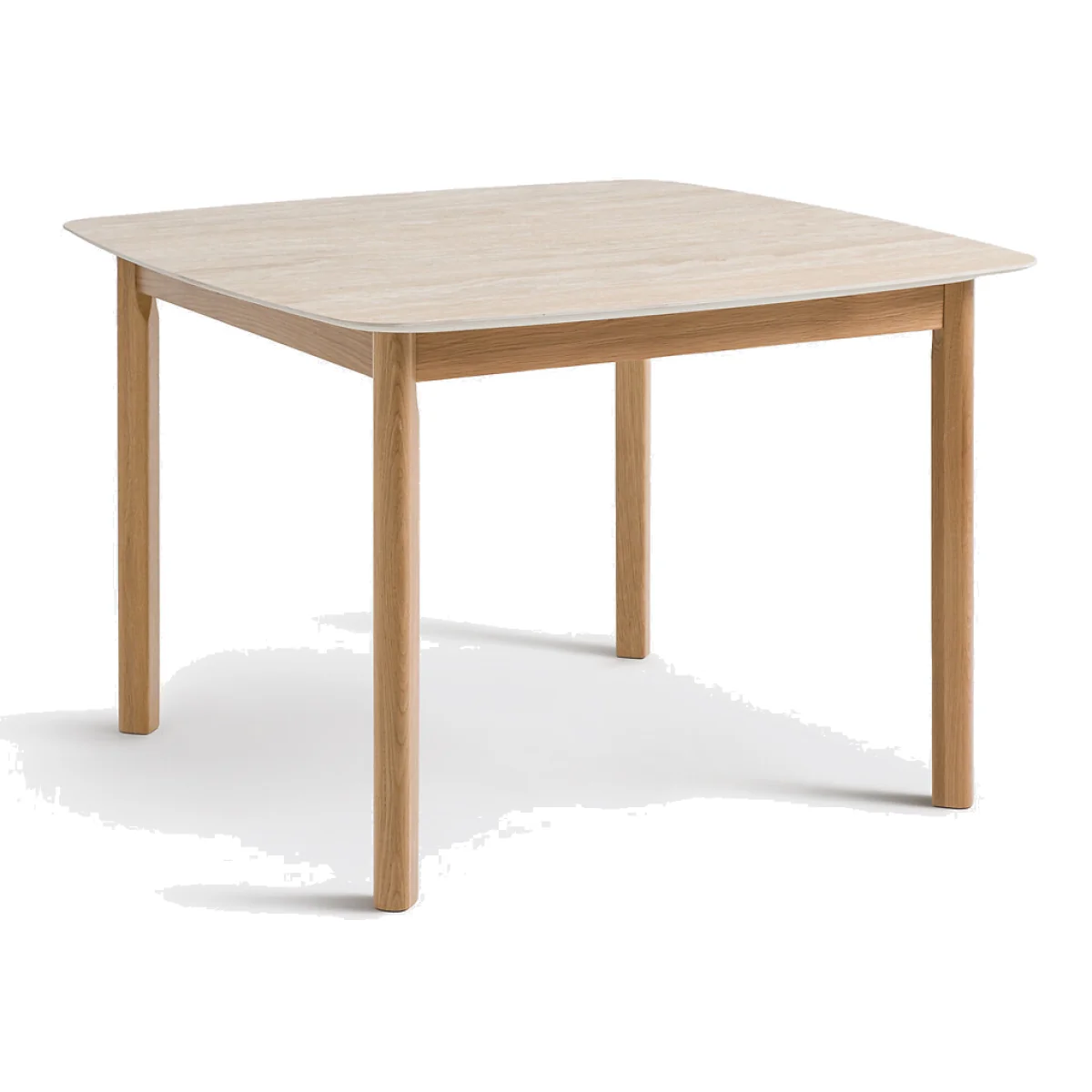 Saraune 4-Seater Dining Table in Travertine-Look Ceramic and Oak – image 1