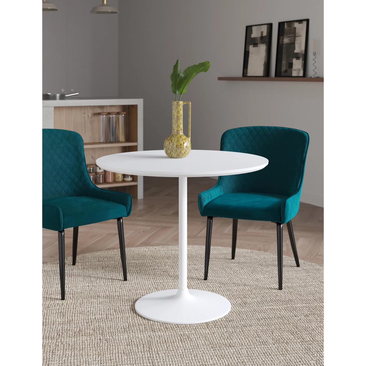 M&S Finn Gloss 4 Seater Pedestal Dining Table - White, White – image 3