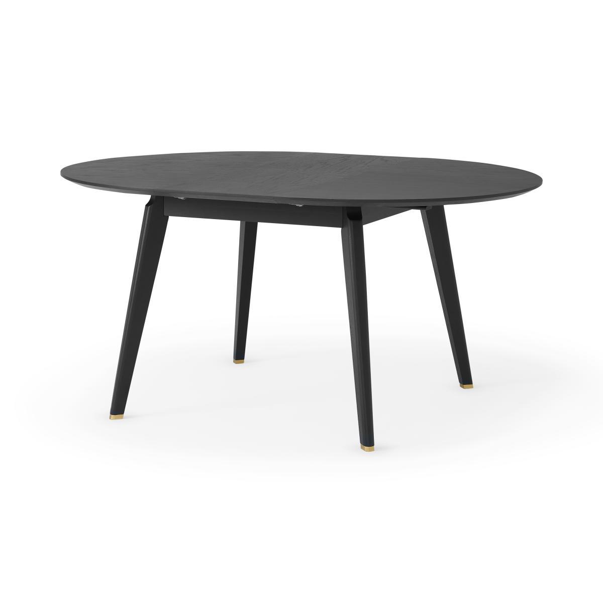 Albers 4-6 Seat Round to Oval Extending Dining Table, Black Stain Oak – image 2