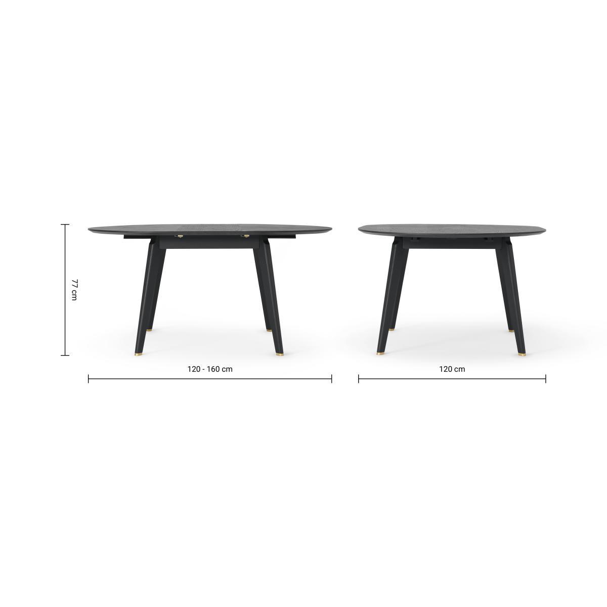 Albers 4-6 Seat Round to Oval Extending Dining Table, Black Stain Oak – image 14