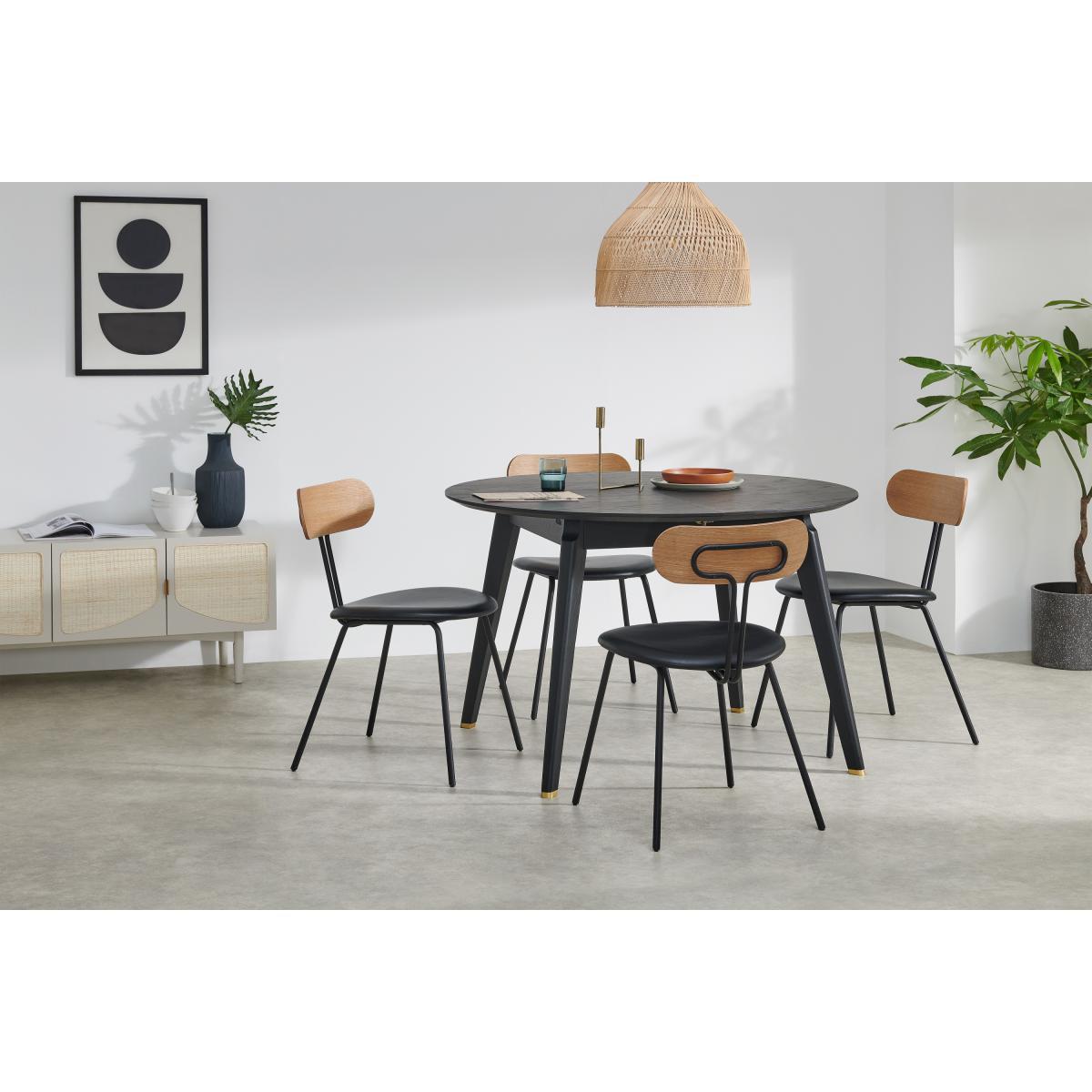 Albers 4-6 Seat Round to Oval Extending Dining Table, Black Stain Oak – image 4