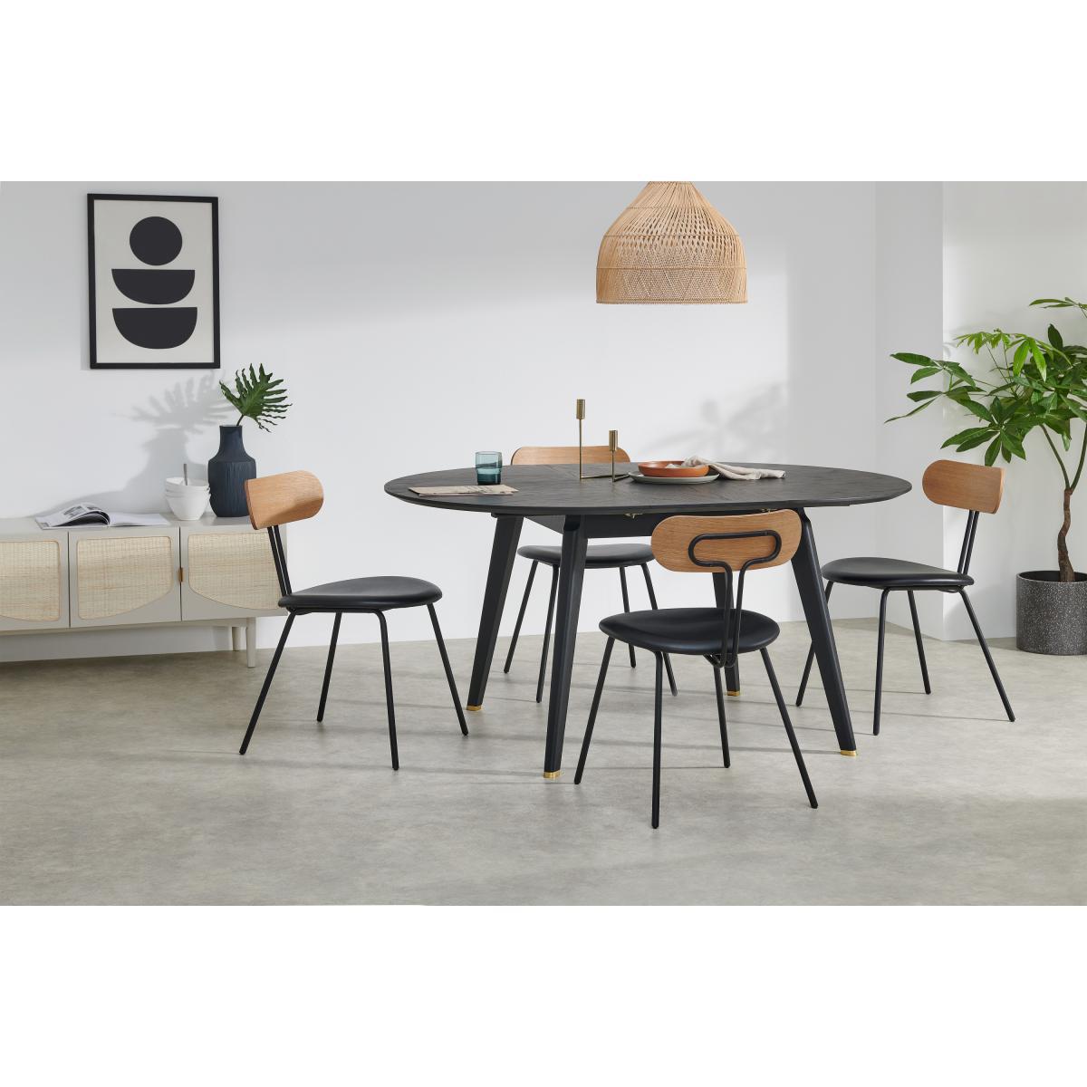 Albers 4-6 Seat Round to Oval Extending Dining Table, Black Stain Oak – image 5