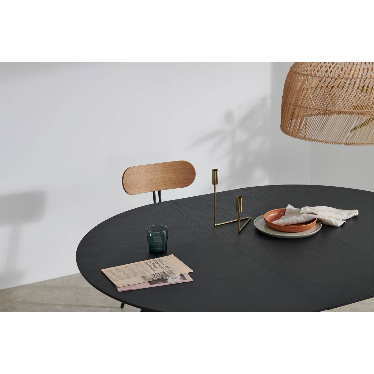 Albers 4-6 Seat Round to Oval Extending Dining Table, Black Stain Oak – image 6