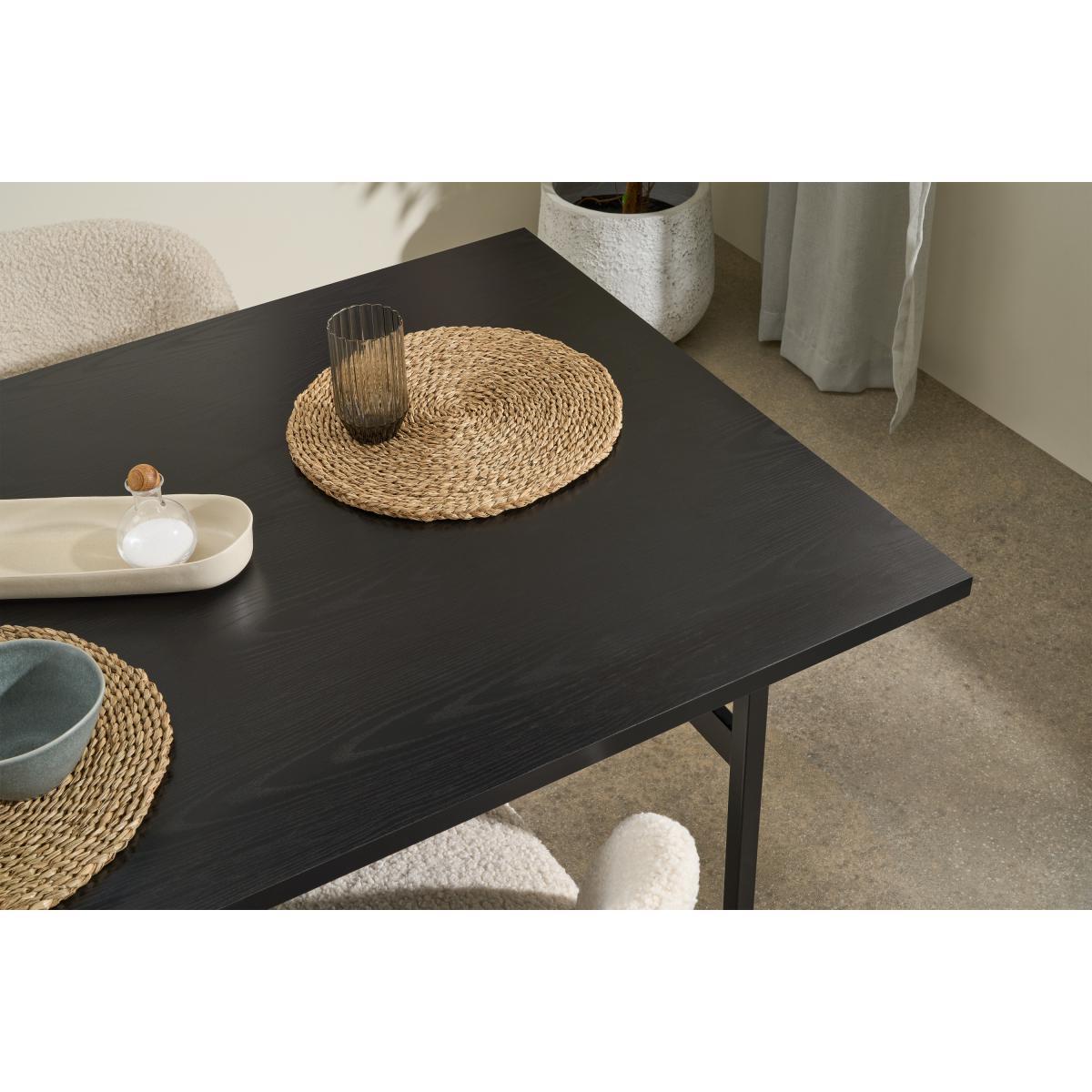 Angus 6 Seat Rectangular Dining Table, Black Ash Effect – image 4