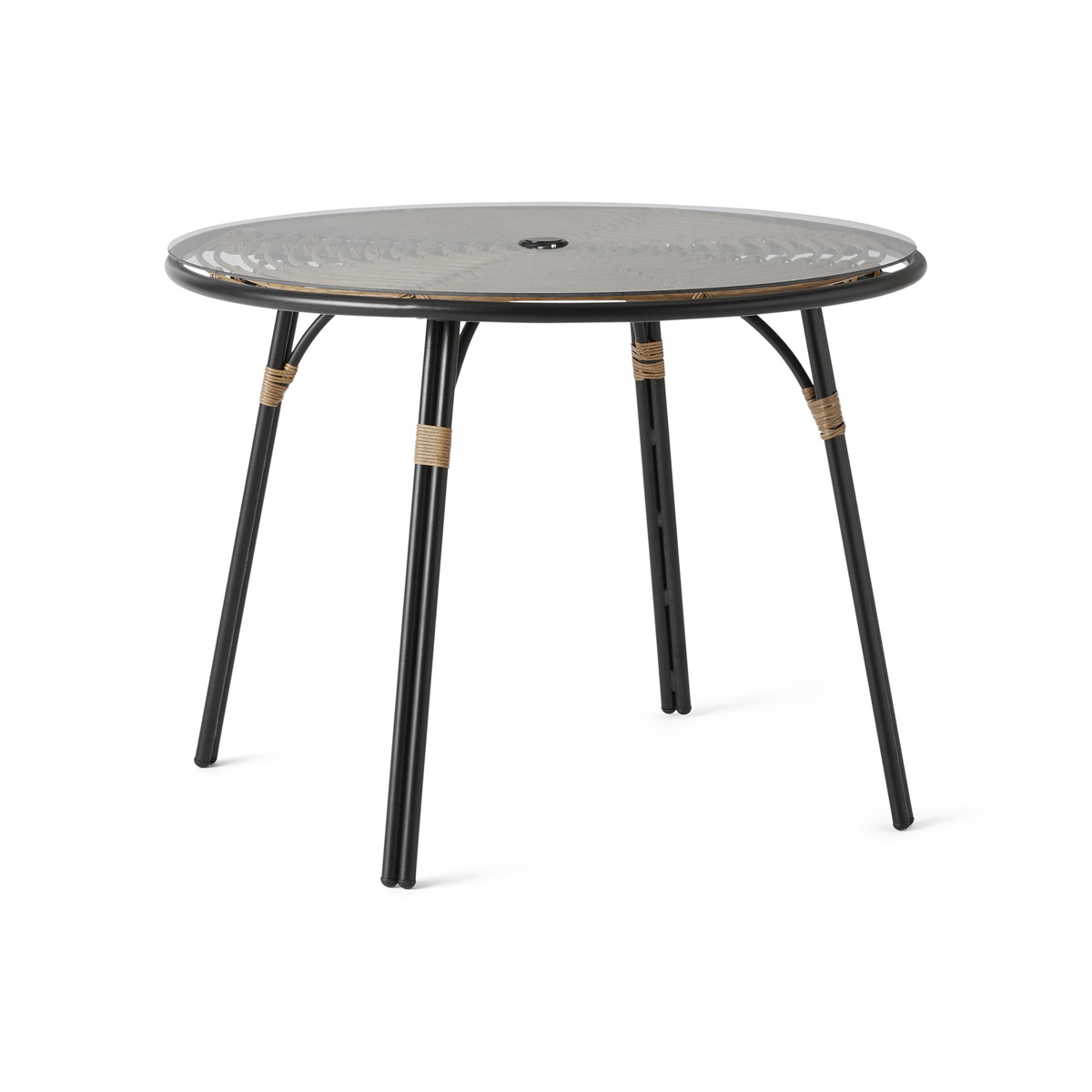 Swara Garden 4 seater Round Dining Table, Polyrattan and Glass – image 3