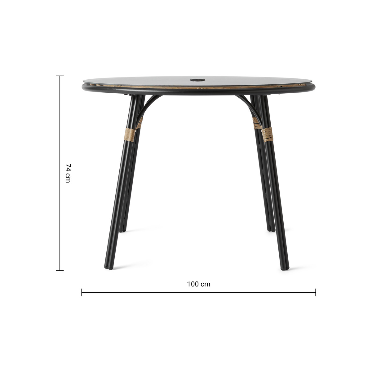 Swara Garden 4 seater Round Dining Table, Polyrattan and Glass – image 9