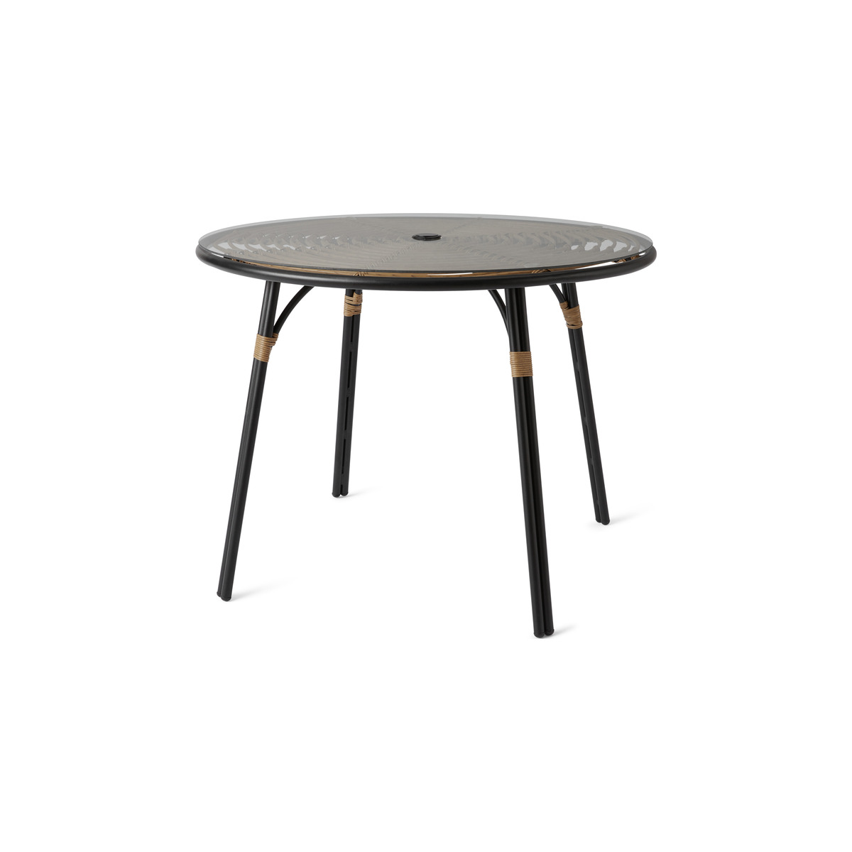 Swara Garden 4 seater Round Dining Table, Polyrattan and Glass – image 2