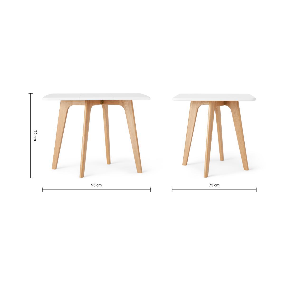 Fjord 2-4 Seat Rectangular Gateleg Table, Oak & White – image 9