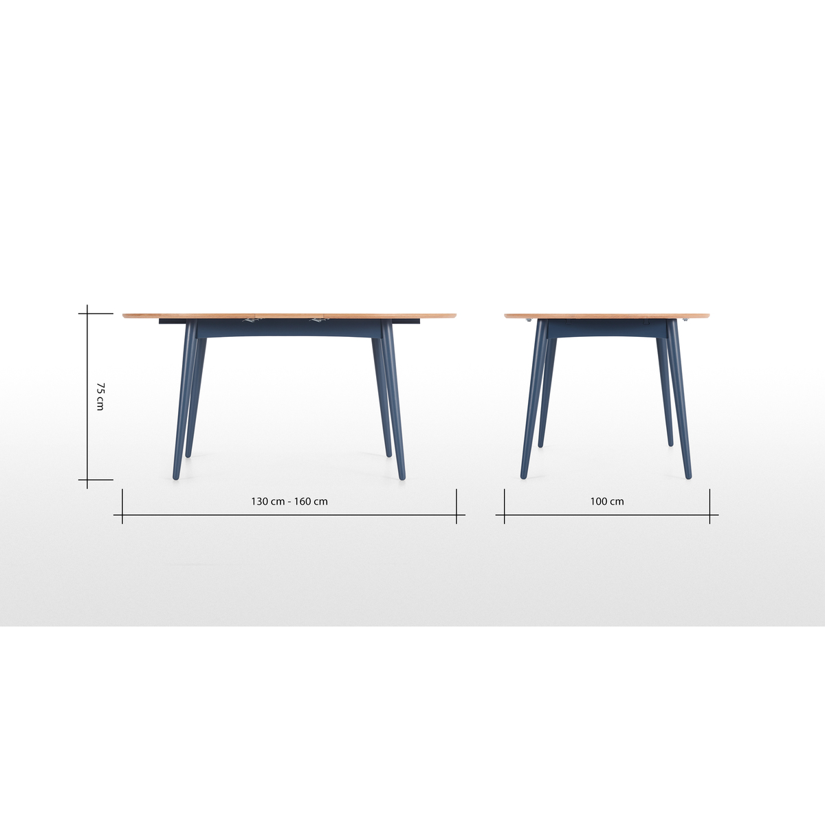 Deauville 4-6 Seat Oval Extending Dining Table, Oak and Slate Blue – image 7
