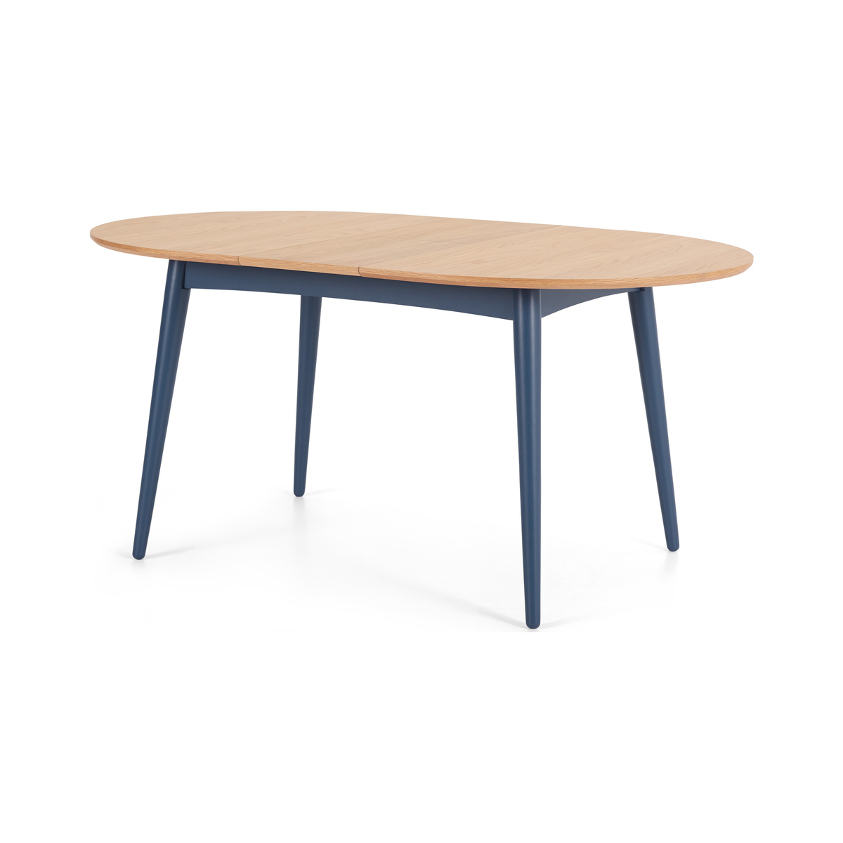 Deauville 4-6 Seat Oval Extending Dining Table, Oak and Slate Blue – image 1