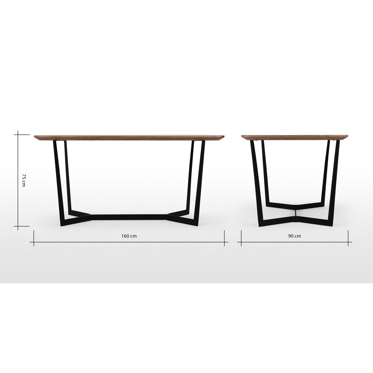 Jaxta 6 Seat Dining Table, Walnut and Black – image 8