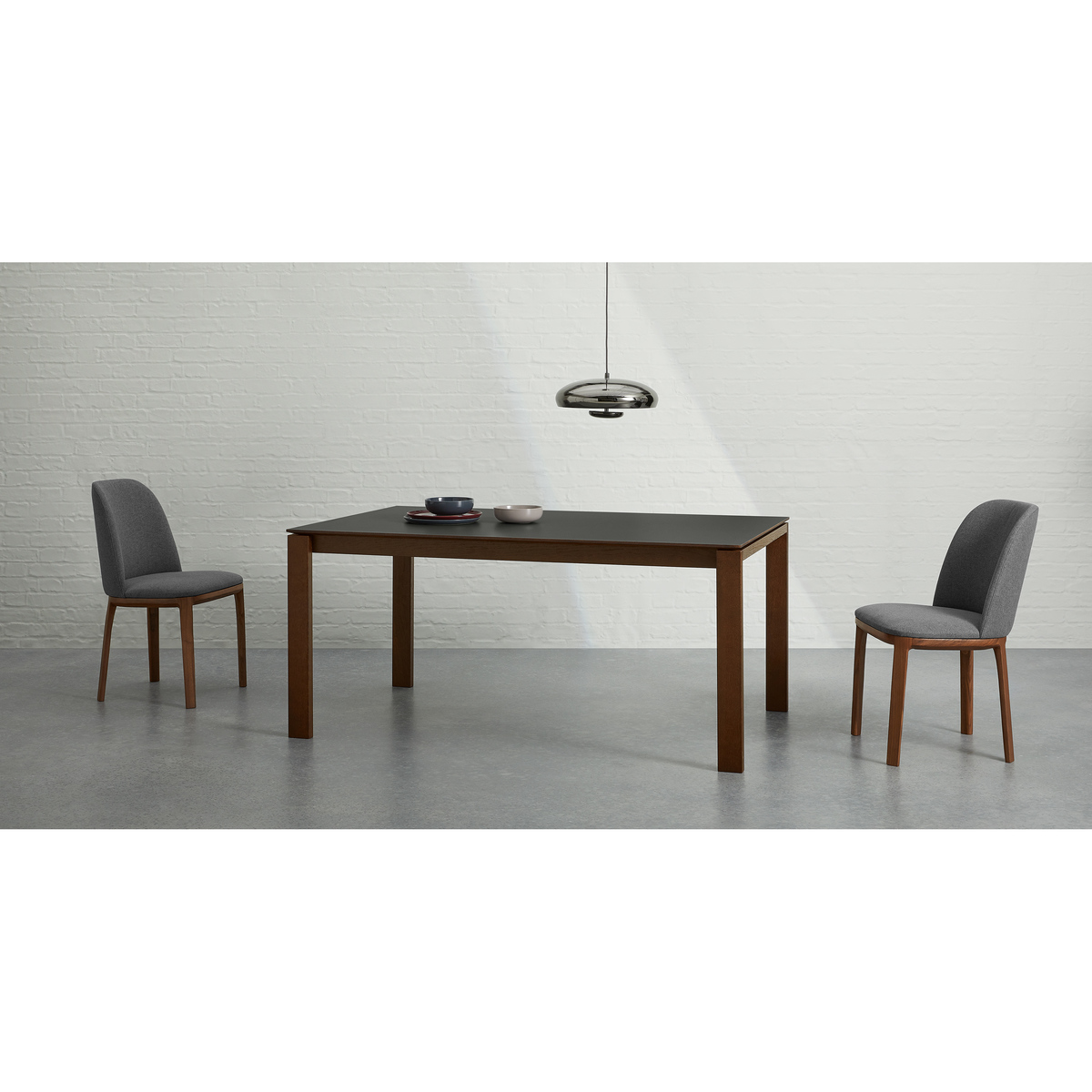 Custom MADE Corinna 8 Seat Dining Table, Grey HPL and Walnut – image 2