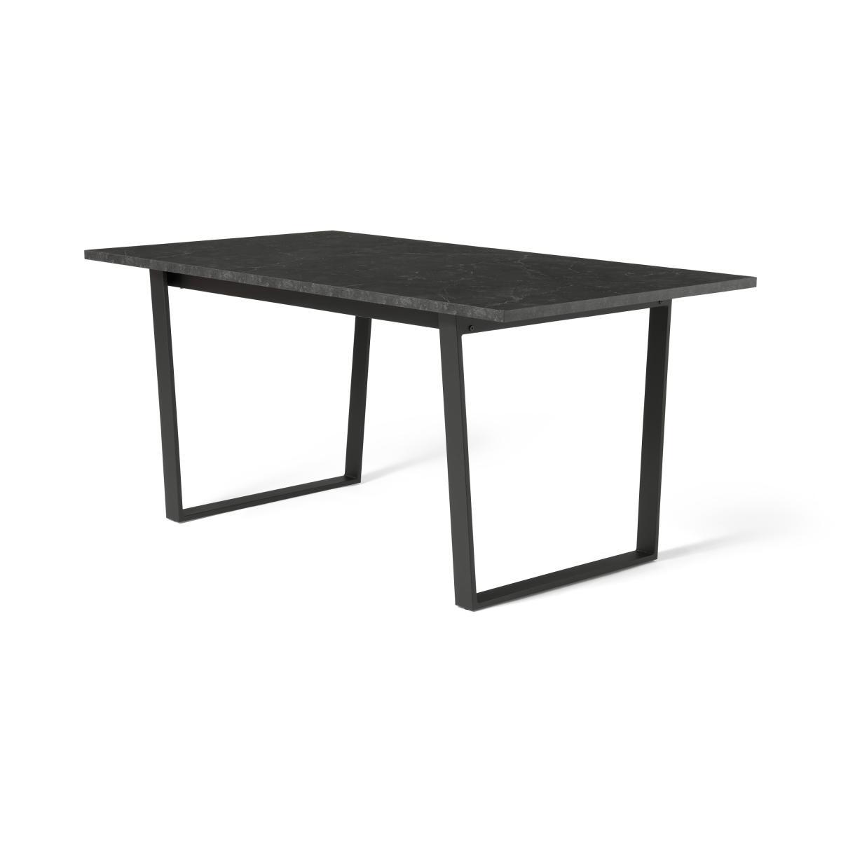 Amble 6 Seat Rectangular Dining Table, Black Marble Effect & Black – image 2