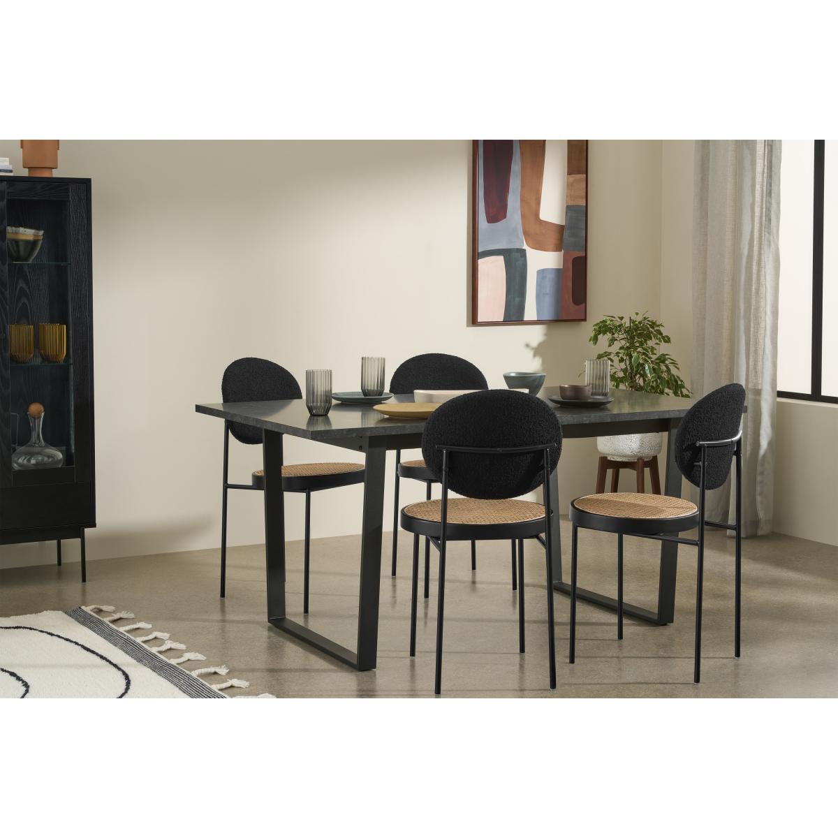 Amble 6 Seat Rectangular Dining Table, Black Marble Effect & Black – image 3