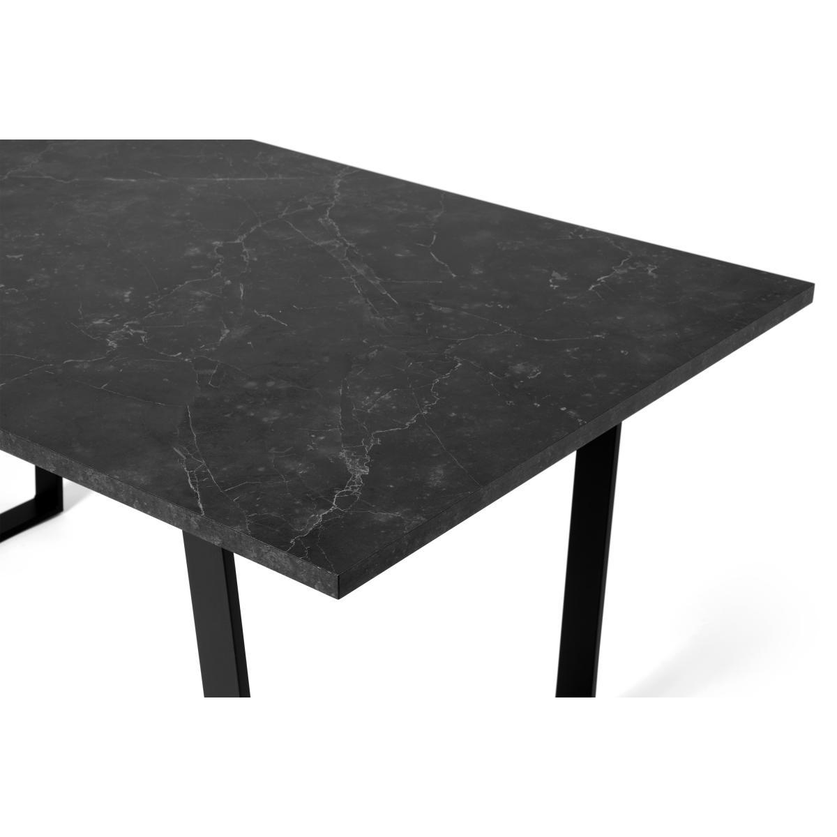 Amble 6 Seat Rectangular Dining Table, Black Marble Effect & Black – image 6