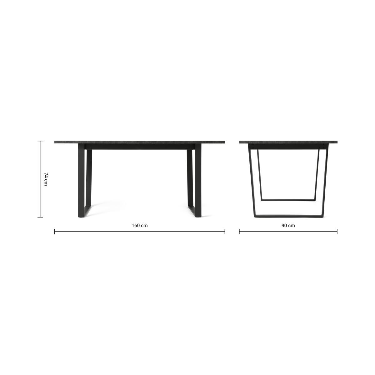 Amble 6 Seat Rectangular Dining Table, Black Marble Effect & Black – image 9