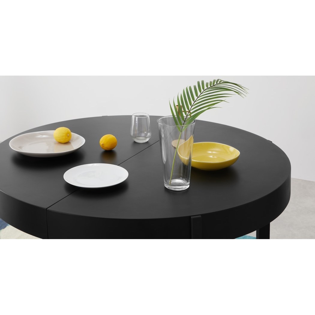 Oxford Round Extending Dining Table, Black – image 3