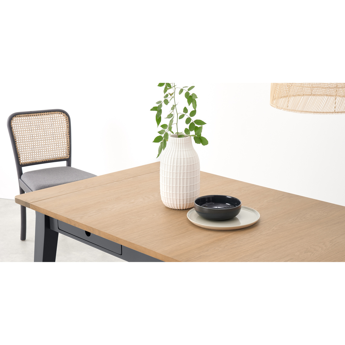 Ralph 6 - 8 seat Extending Dining table, Oak and Charcoal – image 3