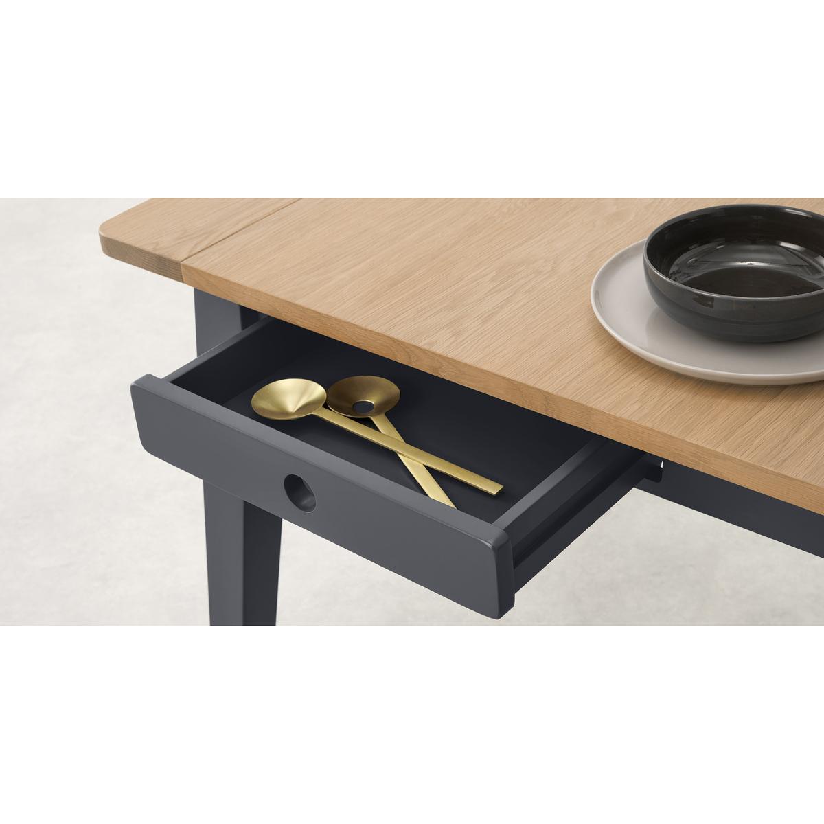 Ralph 6 - 8 seat Extending Dining table, Oak and Charcoal – image 5