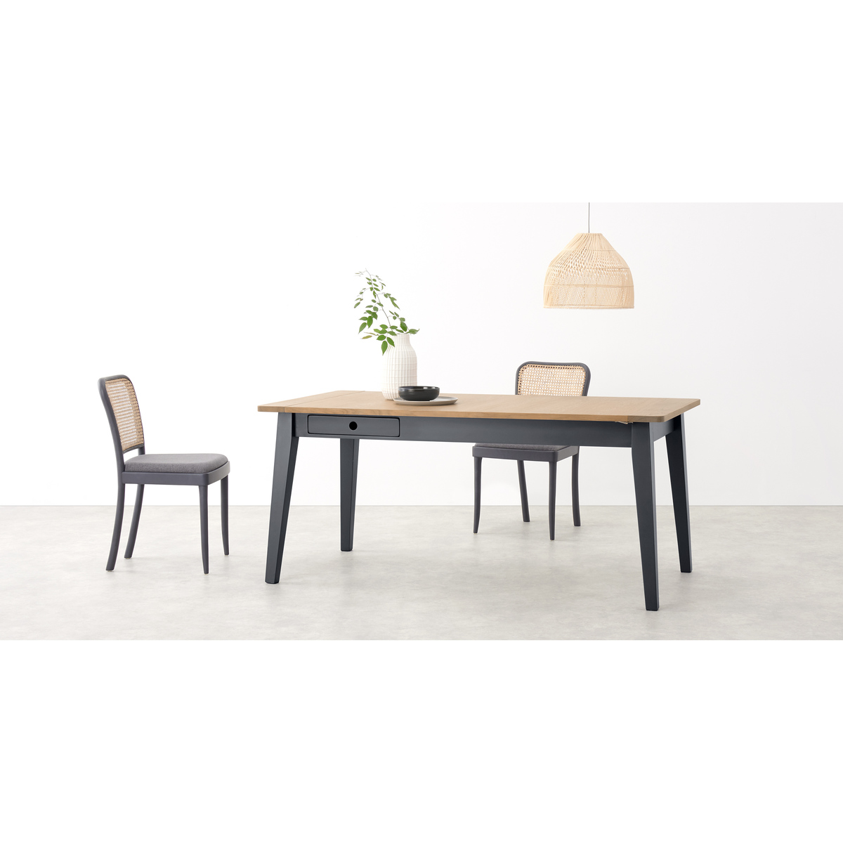 Ralph 6 - 8 seat Extending Dining table, Oak and Charcoal – image 8