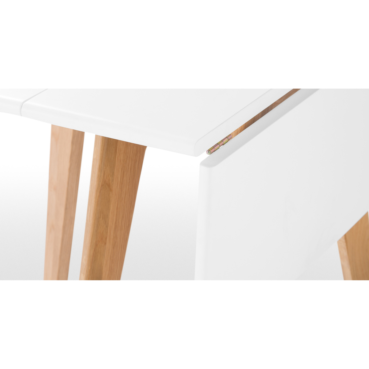 Fjord 2-4 Seat Rectangular Gateleg Table, Oak and White – image 7