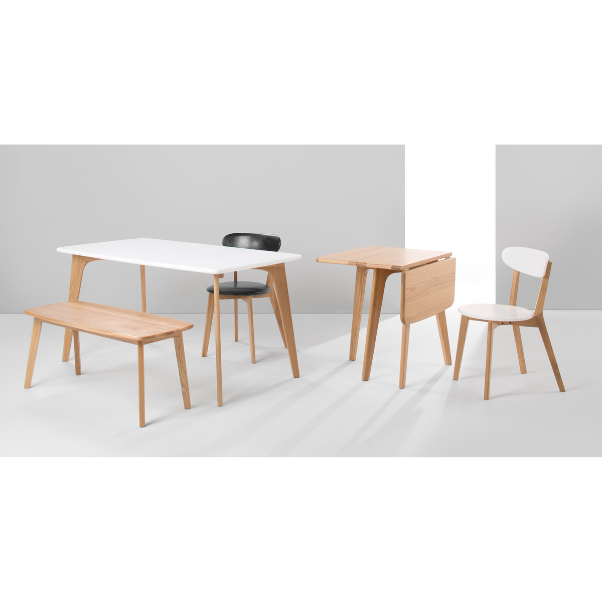 Fjord 2-4 Seat Rectangular Gateleg Table, Oak and White – image 9