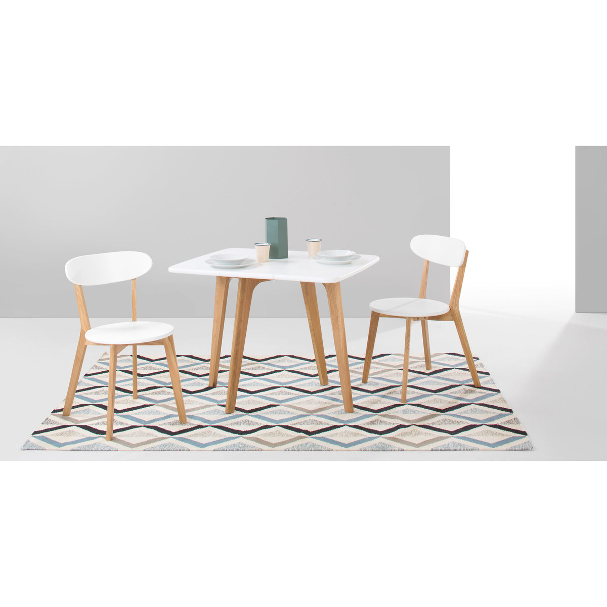 Fjord 2-4 Seat Rectangular Gateleg Table, Oak and White – image 10
