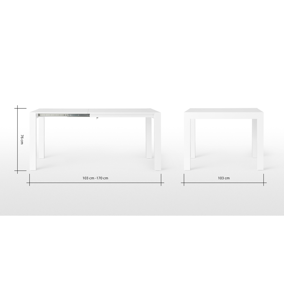 Bramante 4-8 Seat Square Extending Dining Table, White – image 7